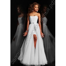 Уникальное свадебное платье 2-в-1 с длинной шифоновой съемной юбкой
